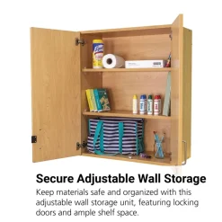 Adjustable 3-Shelf Locking Wall Storage - Maple/Maple, Assembled