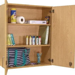 Adjustable 3-Shelf Locking Wall Storage - Maple/Maple, Assembled