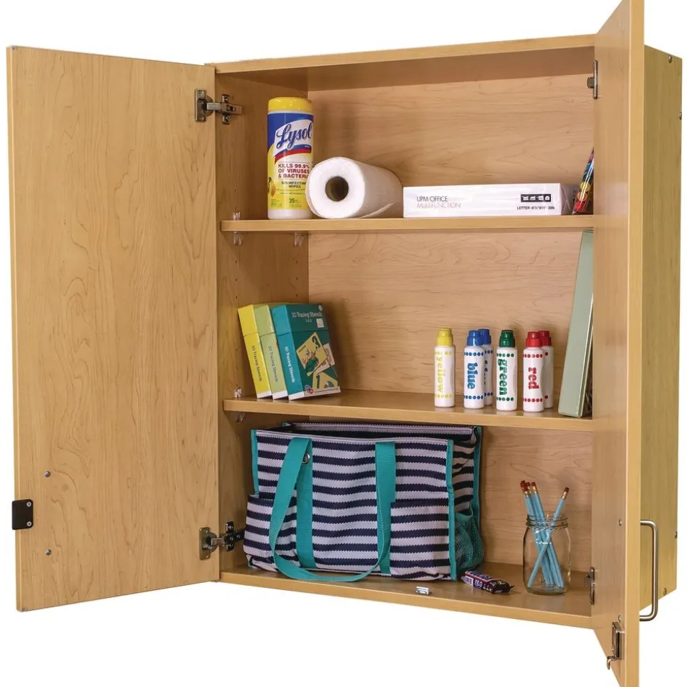 Adjustable 3-Shelf Locking Wall Storage - Maple/Maple, Assembled
