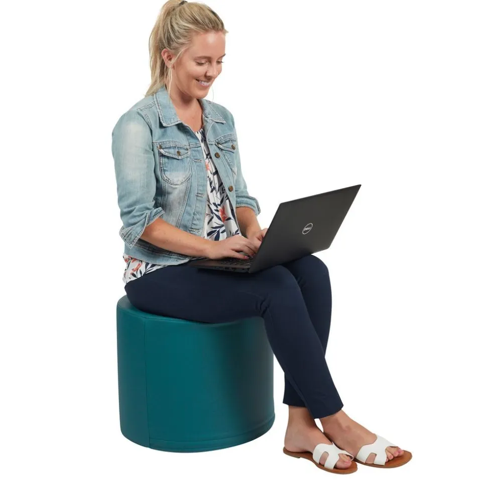 Adult SoftScape 18" Round Ottoman 16" Height, 2-Piece - Teal/Raspberry