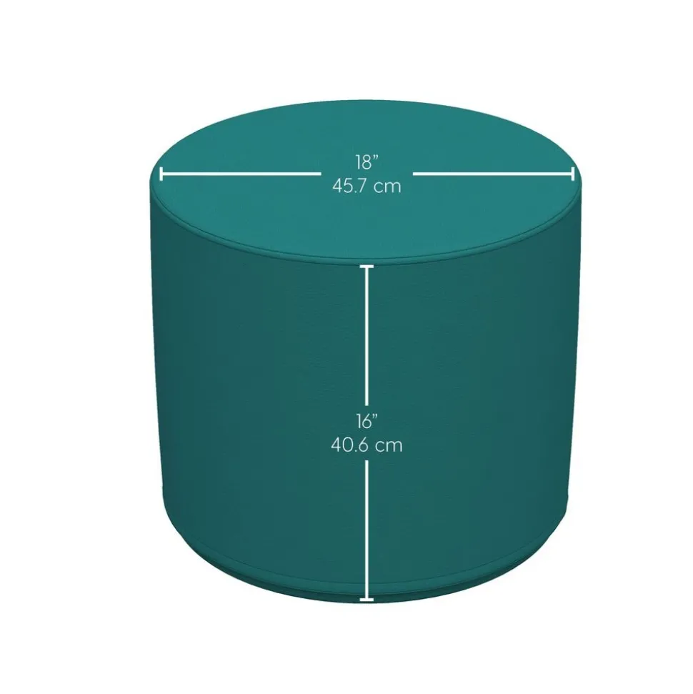 Adult SoftScape 18" Round Ottoman 16" Height, 2-Piece - Teal/Raspberry