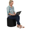 Adult SoftScape 18" Round Ottoman 16" Height, 2-Piece - Black/Dark Gray
