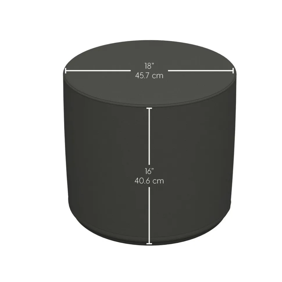 Adult SoftScape 18" Round Ottoman 16" Height, 2-Piece - Black/Dark Gray