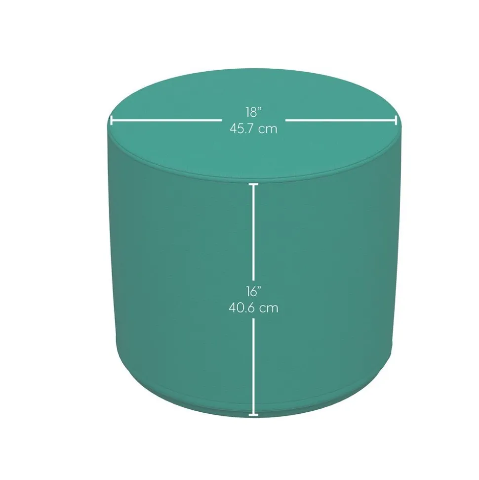 Adult SoftScape 18" Round Ottoman 16" Height, 2-Piece - French Blue/Turquoise