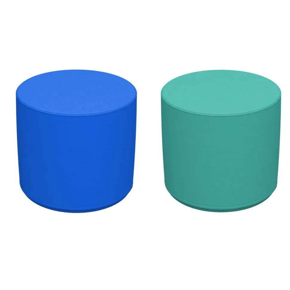 Adult SoftScape 18" Round Ottoman 16" Height, 2-Piece - French Blue/Turquoise