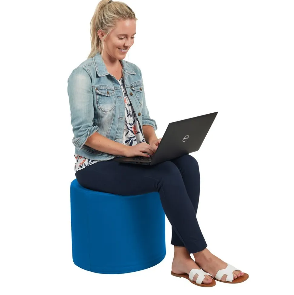 Adult SoftScape 18" Round Ottoman 16" Height, 2-Piece - French Blue/Turquoise