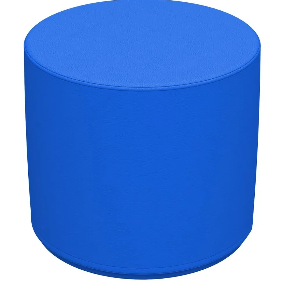 Adult SoftScape 18" Round Ottoman 16" Height, 2-Piece - French Blue/Turquoise