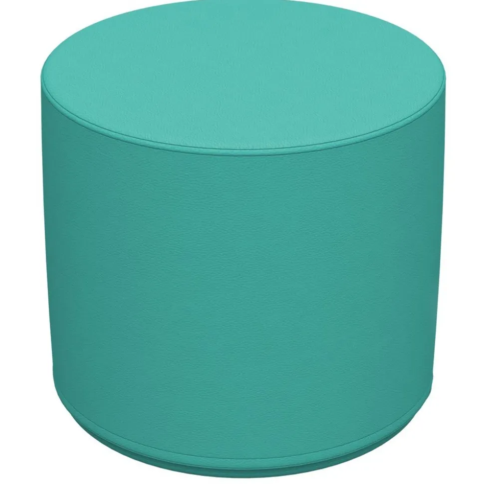 Adult SoftScape 18" Round Ottoman 16" Height, 2-Piece - French Blue/Turquoise
