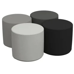 Adult SoftScape 18" Round Ottoman 16" Height, 4-Piece - Gray/Light Gray