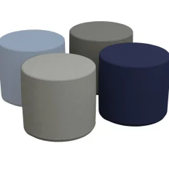 Adult SoftScape 18" Round Ottoman 16" Height, 4-Piece - Navy/Powder Blue