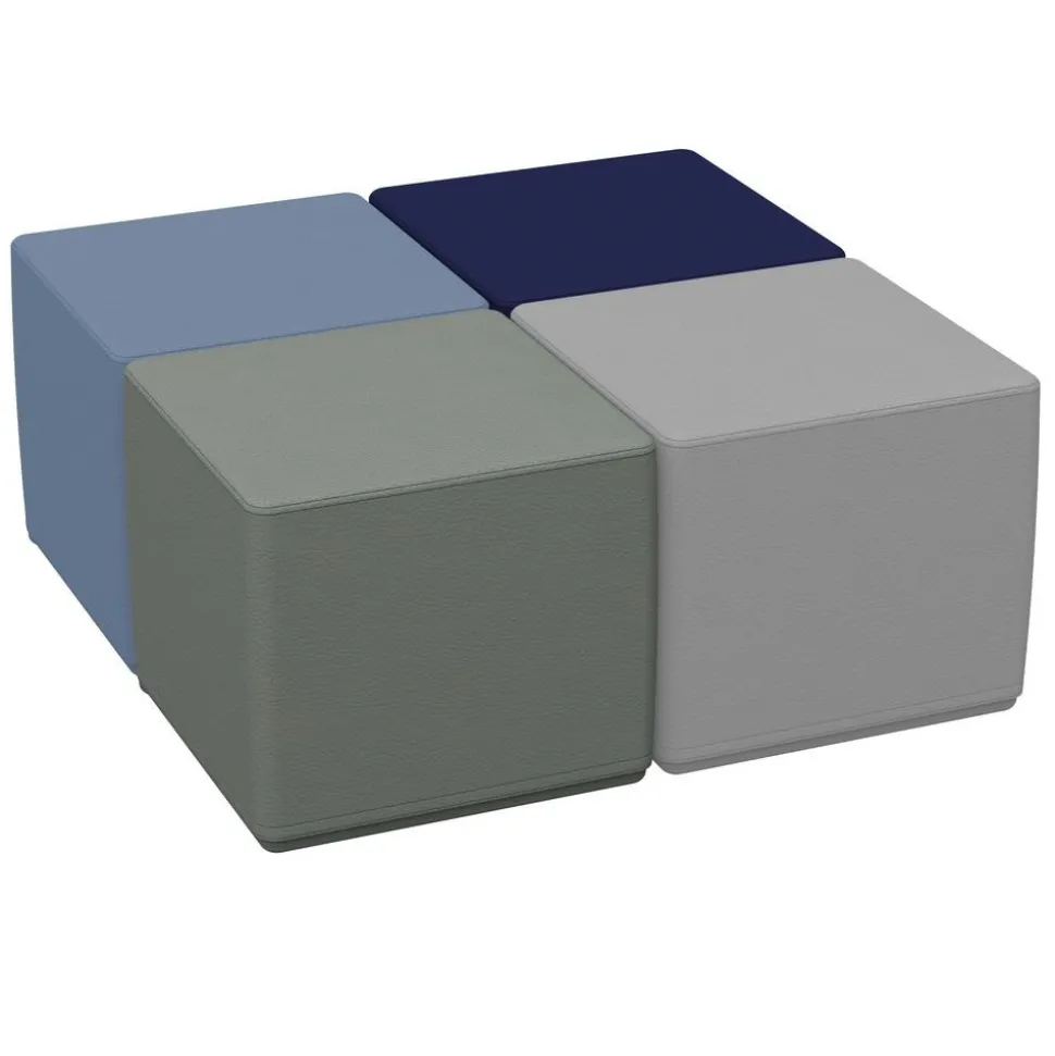 Adult SoftScape 18" Square Ottoman 16" Height, 4-Piece - Navy/Powder Blue