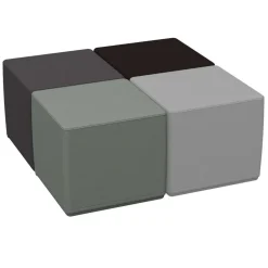 Adult SoftScape 18" Square Ottoman 16" Height, 4-Piece - Gray/Light Gray
