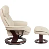 Allie Recliner Chair with Ottoman | Beige LeatherSoft Swivel Recliner Chair with Ottoman Footrest