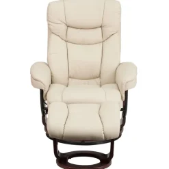 Allie Recliner Chair with Ottoman | Beige LeatherSoft Swivel Recliner Chair with Ottoman Footrest