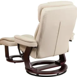 Allie Recliner Chair with Ottoman | Beige LeatherSoft Swivel Recliner Chair with Ottoman Footrest