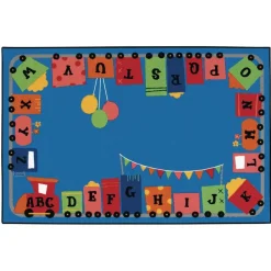 Alpha Fun Train 6' x 9' Rectangle Kids Value PLUS Carpet