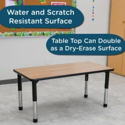 Angeles® As We Grow™ Oak Black Rectangular Adjustable Table - 24" x 48"