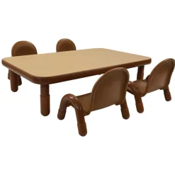 Angeles® BaseLine® Rectangular Toddler Table & Chair Set - 48"L x 30"W x 12"H w/4 Chairs, Natural