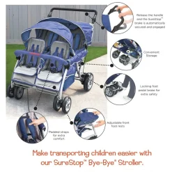 Angeles® SureStop™ Folding Commercial Bye-Bye® Stroller - 4 Passenger