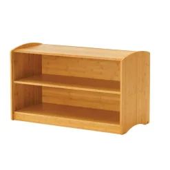 Bamboo Hide-away Shelf with 6 Large Tubs- Clear