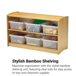 Bamboo Shelving Unit with Clear Tubs