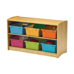 Bamboo Shelving Unit with 6 Large Tubs- Vibrant Combo