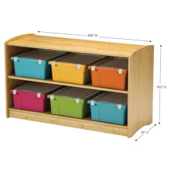 Bamboo Shelving Unit with 6 Large Tubs- Vibrant Combo