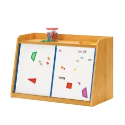 Bamboo Write and Store Shelf with 2 boards and 4 Tubs- Vibrant Combo