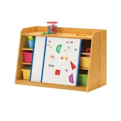 Bamboo Write and Store Shelf with 2 boards and 4 Tubs- Vibrant Combo