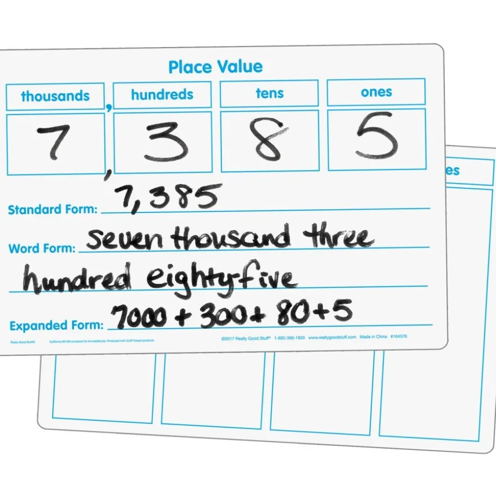 Basic Place Value Dry Erase Boards - 6 boards