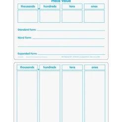 Basic Place Value Dry Erase Boards - 6 boards