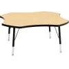 Berries® 48" Four Leaf Activity Table, 15" - 24" Leg Height - Maple/Black