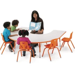 Berries® 60" x 66" Horseshoe Activity Table, 24" - 31" - Orange