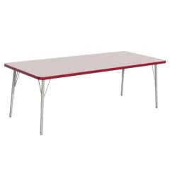 Berries® 30" x 72" Rectangle Activity Table, 24" - 31" Leg Height - Red