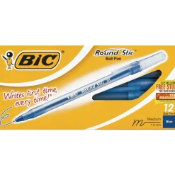 Bic® Round Stic® Blue Medium Point Pens - Set of 12