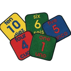 Bilingual Numbers 12" Squares - Set of 10 Kids Value PLUS Carpets