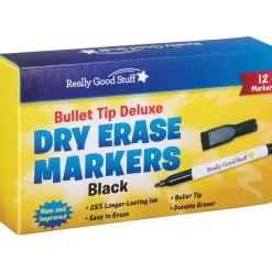 Black Bullet Tip Deluxe Dry Erase Markers - 12 markers