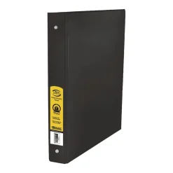 1" Black 3 Ring Binder w/ 2 Pockets