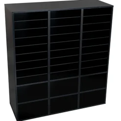 Black 27-Slot Mail And Supplies Center With 6 Cubbies And Baskets 6 Colors