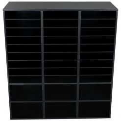 Black 27-Slot Mail And Supplies Center With 6 Cubbies And Baskets 6 Colors