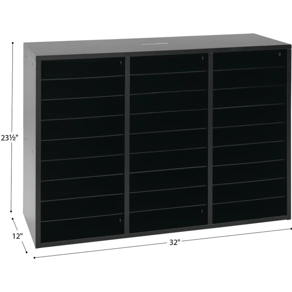 Black 27-Slot Mail Center With Trays - 6-Color Grouping