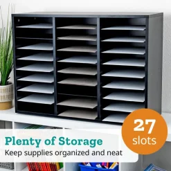Black 27-Slot Mail Center With Trays - 6-Color Grouping