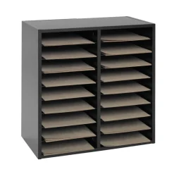 Black 18-Slot Mail Center With Trays 6 Colors