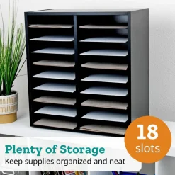 Black 18-Slot Mail Center With Trays Single Color