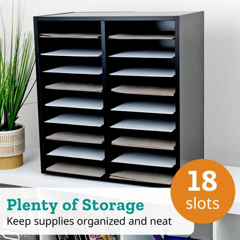 Black 18-Slot Mail Center With Trays Single Color