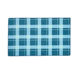 Blue Plaid Border Rug - 4' x 6'