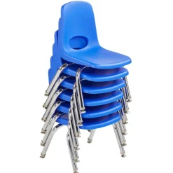 10" Blue Stack Chair with Swivel Glides - 6 Pack