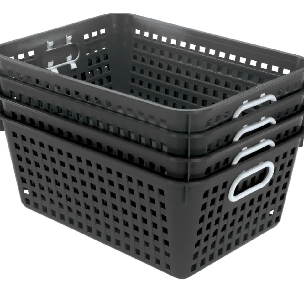 Book Baskets, Large Rectangle - Black - 4 baskets