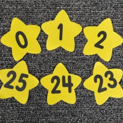 Carpet Mark-Its Move And Groove! Numbers Through 25 Task Cards Kit - 26 carpet spots, 20 task cards