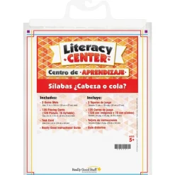 Centro de aprendizaje™: Grades K-1 Sílabas ¿Cabeza O Cola? (Spanish Syllables Head Or Tail?) - 1 literacy center